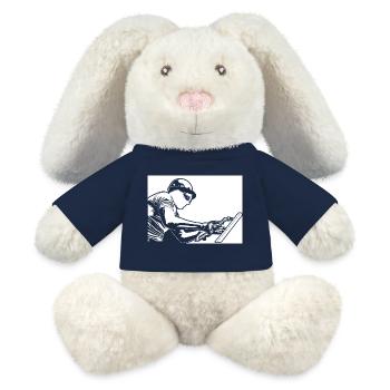 Souder - Lapin en peluche recyclé MiniFeet® Crème - bleu marine - Devant