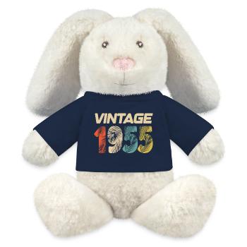 Vintage 1955 Retro - Best-seller - Lapin en peluche recyclé MiniFeet® Crème - bleu marine - Devant