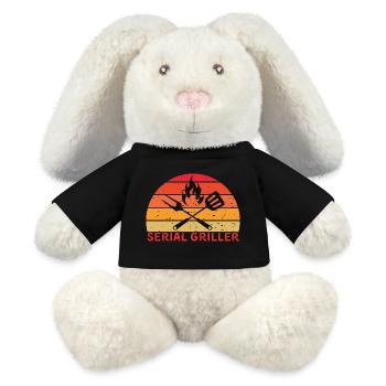 Serial Griller Retro BBQ Design - MiniFeet® RecycelHase® Bunny Cream - black - Front