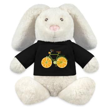 Vélo drôle avec des roues oranges fruité drôle - Lapin en peluche recyclé MiniFeet® Crème - noir - Devant