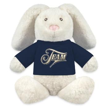 Équipe - Lapin en peluche recyclé MiniFeet® Crème - bleu marine - Devant