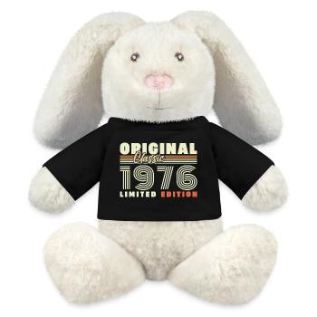 1976 Vintage Rétro Cadeau D’anniversaire - Lapin en peluche recyclé MiniFeet® Crème - noir - Devant
