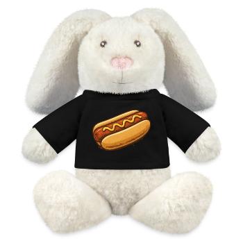 Hot Dog Cartoon Illustration - MiniFeet® RecycelHase® Bunny Cream - black - Front