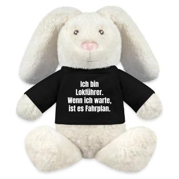 Ich bin Lokführer: Fahrplan-Wartezeit - MiniFeet® RecycelHase® Creme - Schwarz - Vorne