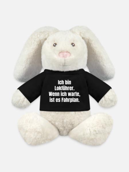 Ich bin Lokführer: Fahrplan-Wartezeit - MiniFeet® RecycelHase® Creme - Schwarz