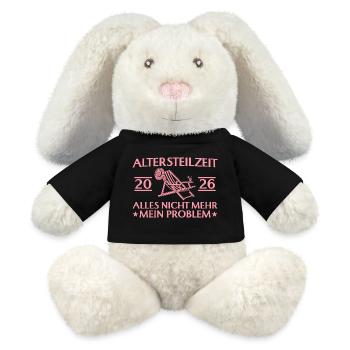 Altersteilzeit 2026 Liegestuhl Kollegin Frührente - MiniFeet® RecycelHase® Creme - Schwarz - Vorne