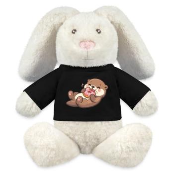 Kuschelbär mit Donut - MiniFeet® RecycelHase® Creme - Schwarz - Vorne