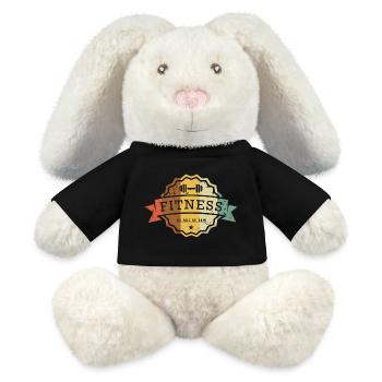 Badge de fitness : Pas de douleur, pas de gain - Lapin en peluche recyclé MiniFeet® Crème - noir - Devant