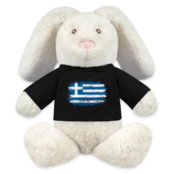 Drapeau grec brossé - Lapin en peluche recyclé MiniFeet® Crème - noir - Devant