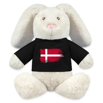 Grunge Dänische Flagge Druck - MiniFeet® RecycelHase® Creme - Schwarz - Vorne