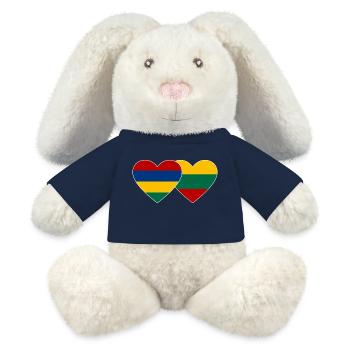 Mauritius Lithuania Flag Heart - MiniFeet® RecycelHase® Bunny Cream - french navy - Front
