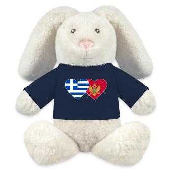 Grèce Monténégro drapeau - Lapin en peluche recyclé MiniFeet® Crème - bleu marine - Devant