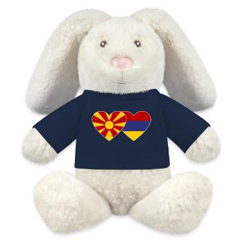 Macédoine Arménie Drapeau Coeur - Lapin en peluche recyclé MiniFeet® Crème - bleu marine - Devant