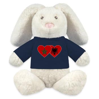 Marokko Albanien Flagge Herz - MiniFeet® RecycelHase® Creme - French Navy - Vorne