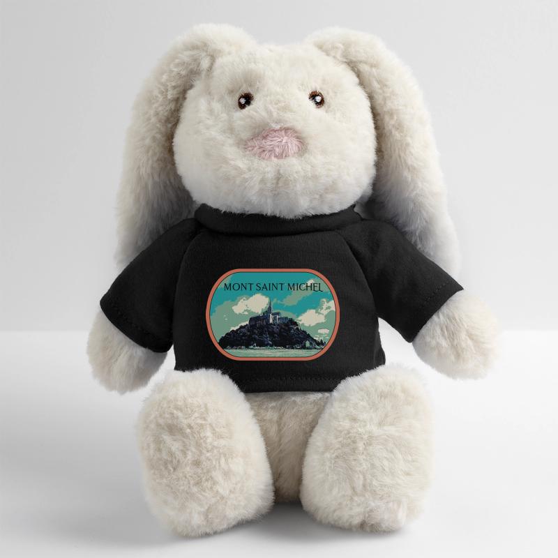 Illustration en bleu et vert du Mont Saint Michel Lapin en peluche recyclé MiniFeet® Crème