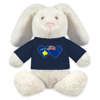 Drapeau de la Nouvelle-Zélande du Kosovo - Lapin en peluche recyclé MiniFeet® Crème - bleu marine - Devant