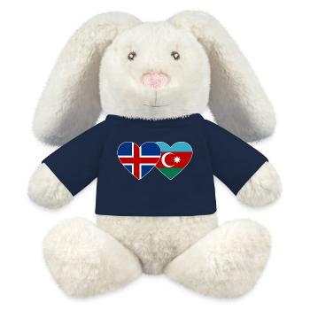 Islande Azerbaïdjan Drapeau Coeur - Lapin en peluche recyclé MiniFeet® Crème - bleu marine - Devant