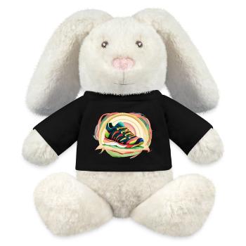 Chaussures de course colorées - Lapin en peluche recyclé MiniFeet® Crème - noir - Devant