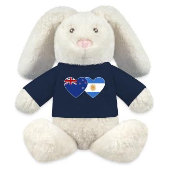 Coeur de drapeau de la Nouvelle-Zélande Argentine - Lapin en peluche recyclé MiniFeet® Crème - bleu marine - Devant