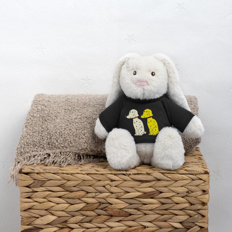 Double dalmate Lapin en peluche recyclé MiniFeet® Crème