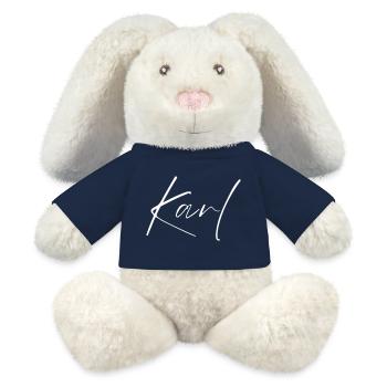 T-shirt Cadeau pour hommes du nom Karl - Lapin en peluche recyclé MiniFeet® Crème - bleu marine - Devant