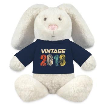 Vintage 2018 Retro - Best-seller - Lapin en peluche recyclé MiniFeet® Crème - bleu marine - Devant