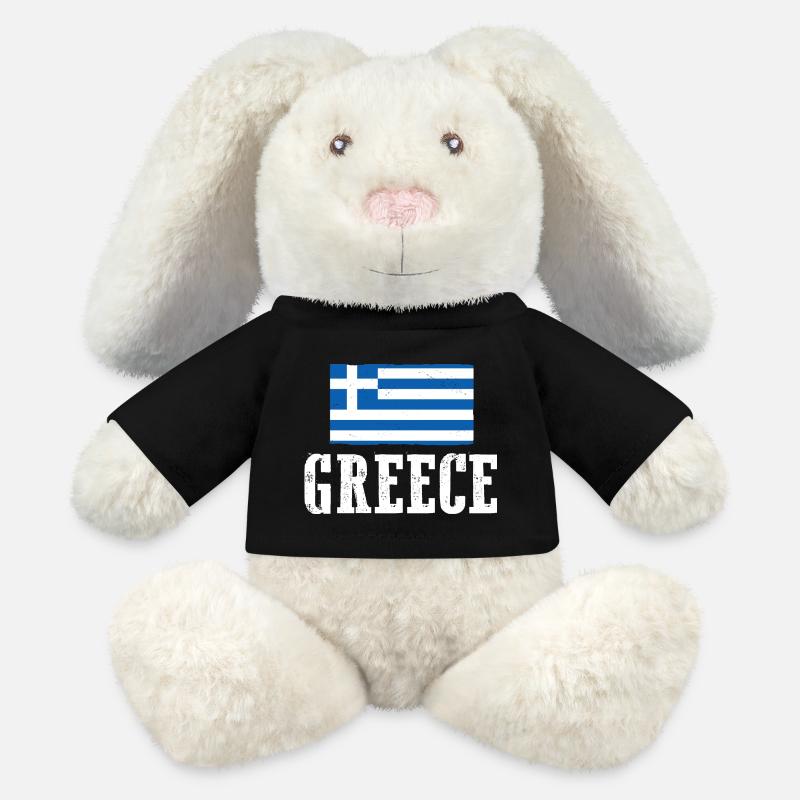 Grecs Grèce - Lapin en peluche recyclé MiniFeet® Crème - noir