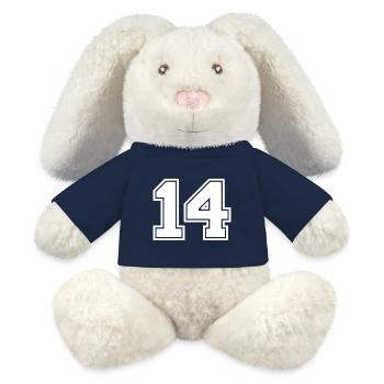 14 - Lapin en peluche recyclé MiniFeet® Crème - bleu marine - Devant
