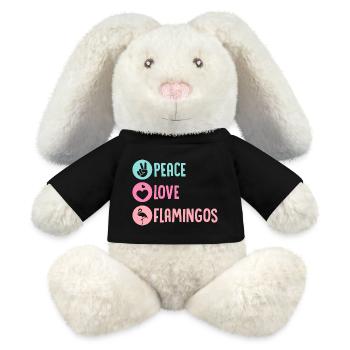 Peace Love Flamingos Cute Pink Bird - MiniFeet® RecycelHase® Bunny Cream - black - Front