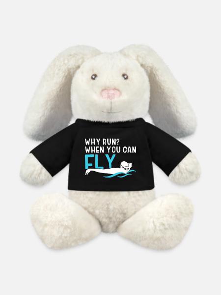 Swimming Why Run When You Can Fly - MiniFeet® RecycelHase® Bunny Cream - black