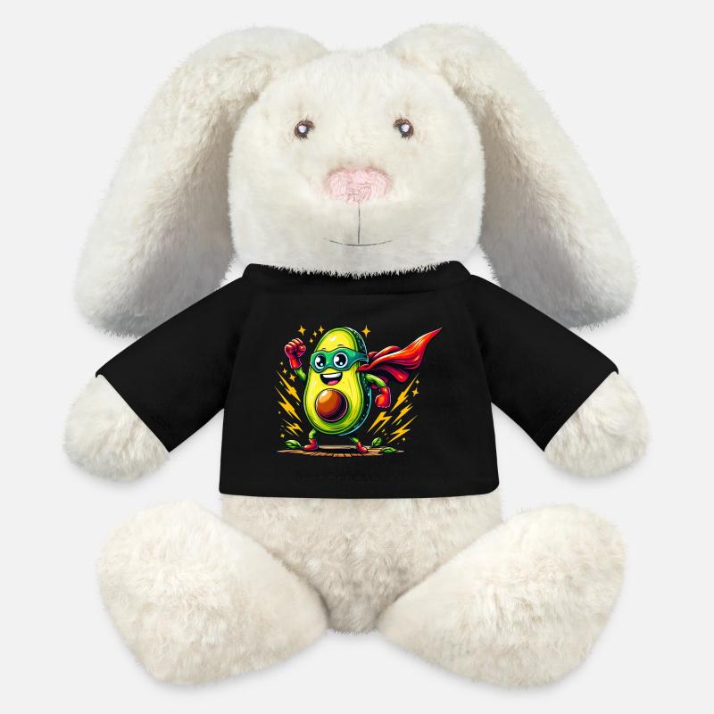 Avocado Avenger with Power Punch - MiniFeet® RecycelHase® Bunny Cream - black