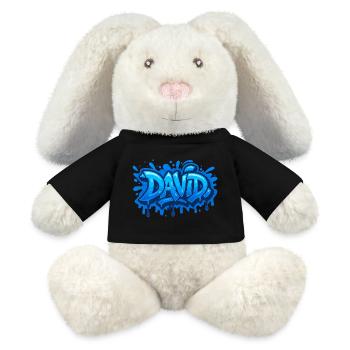 Graffiti DAVID Name Gift Ideal Printable - MiniFeet® RecycelHase® Bunny Cream - black - Front