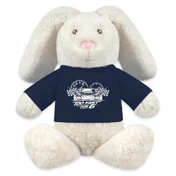 Trop rapide pour une voiture de course de 6 - Lapin en peluche recyclé MiniFeet® Crème - bleu marine - Devant