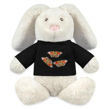 Pfauenauge Schmetterlinge verliebt Tagpfauenauge  - MiniFeet® RecycelHase® Creme - Schwarz - Vorne