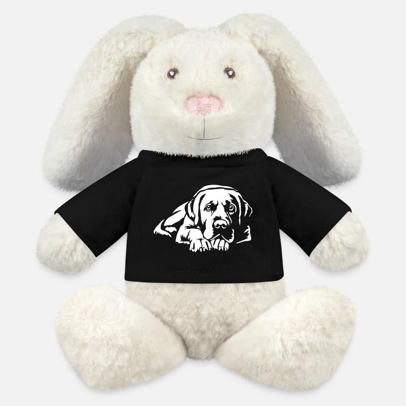 Labrador « Édition Noire » - Lapin en peluche recyclé MiniFeet® Crème - noir