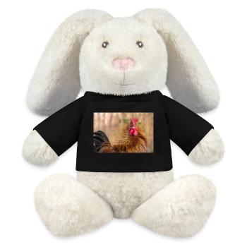 Coq à la lumière du matin - Gros plan, affiche - Lapin en peluche recyclé MiniFeet® Crème - noir - Devant
