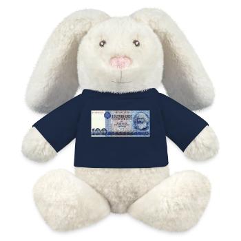 100 marks de la RDA - Lapin en peluche recyclé MiniFeet® Crème - bleu marine - Devant