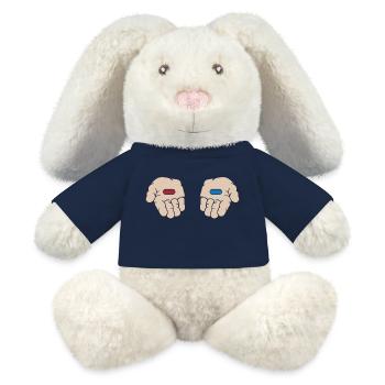 Pilule Rouge Pilule Bleue - Lapin en peluche recyclé MiniFeet® Crème - bleu marine - Devant