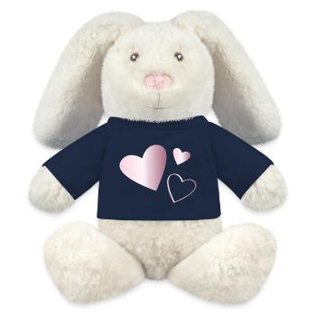 Two Hearts Tourmaline Pink - MiniFeet® RecycelHase® Bunny Cream - french navy - Front