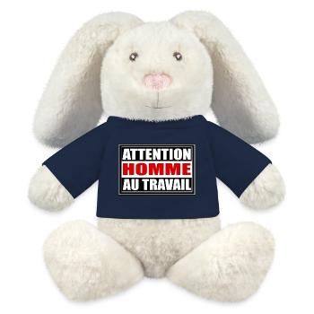 Homme au travail - Lapin en peluche recyclé MiniFeet® Crème - bleu marine - Devant