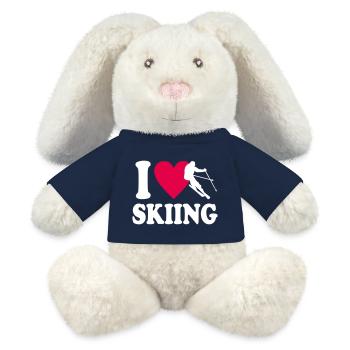 I love Skiing - MiniFeet® RecycelHase® Creme - French Navy - Vorne