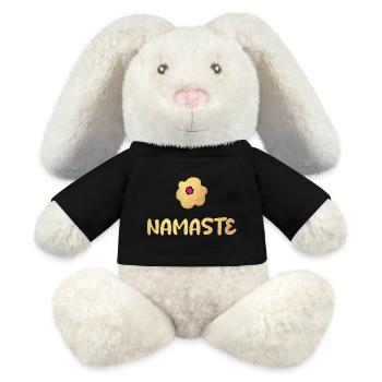 Namaste Yoga Blume Gold Meditation vibes om - MiniFeet® RecycelHase® Creme - Schwarz - Vorne
