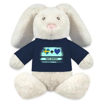 Europe et Suède 100% Parfait / Cadeau - Lapin en peluche recyclé MiniFeet® Crème - bleu marine - Devant