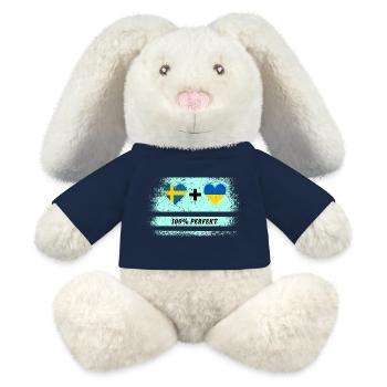 Ukraine et Suède 100% parfait / cadeau - Lapin en peluche recyclé MiniFeet® Crème - bleu marine - Devant