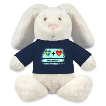 Vietnam et Suède 100% Parfait / Cadeau - Lapin en peluche recyclé MiniFeet® Crème - bleu marine - Devant