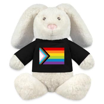 LGBT Pride Flag / Neue Regenbogen Progress Flagge - MiniFeet® RecycelHase® Creme - Schwarz - Vorne