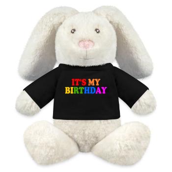 Its my birthday - Lapin en peluche recyclé MiniFeet® Crème - noir - Devant