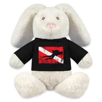 Grunge-Ski-Silhouette auf diagonaler Flagge - MiniFeet® RecycelHase® Creme - Schwarz - Vorne