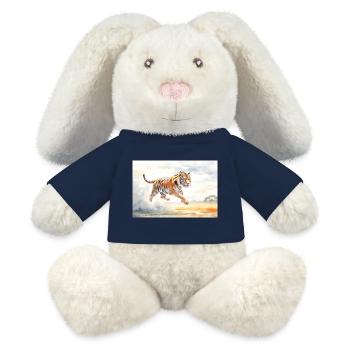 Tiger in Action - MiniFeet® RecycelHase® Bunny Cream - french navy - Front