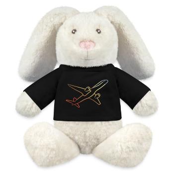 Retro Airplane - MiniFeet® RecycelHase® Bunny Cream - black - Front